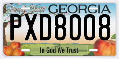 GA license plate PXD8008