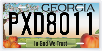 GA license plate PXD8011