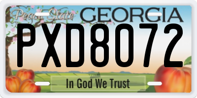 GA license plate PXD8072