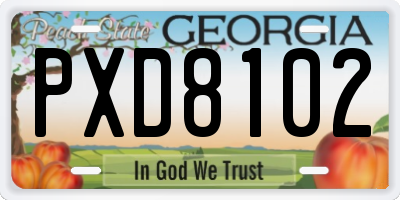 GA license plate PXD8102
