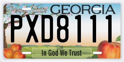 GA license plate PXD8111