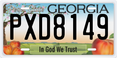 GA license plate PXD8149
