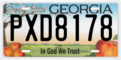 GA license plate PXD8178