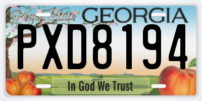 GA license plate PXD8194