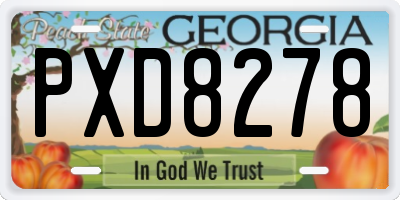 GA license plate PXD8278