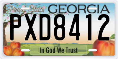 GA license plate PXD8412