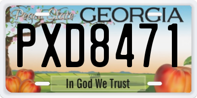 GA license plate PXD8471