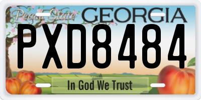 GA license plate PXD8484
