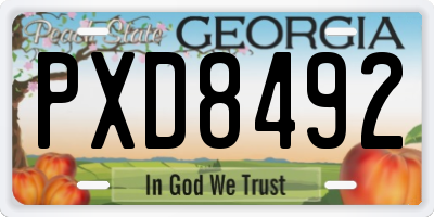 GA license plate PXD8492
