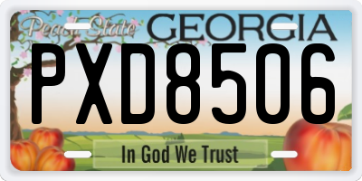 GA license plate PXD8506