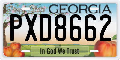 GA license plate PXD8662