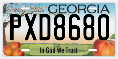 GA license plate PXD8680