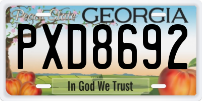 GA license plate PXD8692