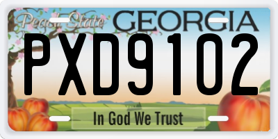 GA license plate PXD9102