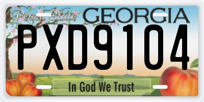 GA license plate PXD9104