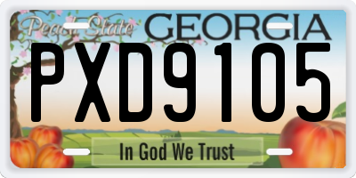 GA license plate PXD9105