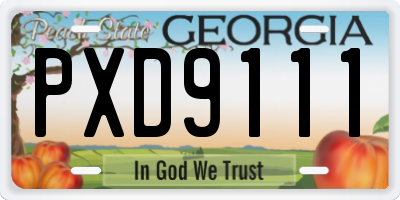 GA license plate PXD9111