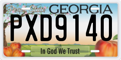 GA license plate PXD9140