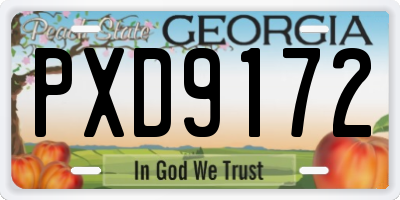 GA license plate PXD9172