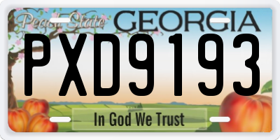 GA license plate PXD9193