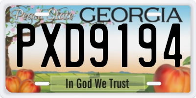 GA license plate PXD9194