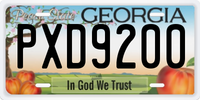 GA license plate PXD9200