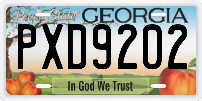 GA license plate PXD9202
