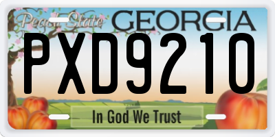 GA license plate PXD9210