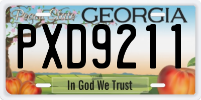 GA license plate PXD9211
