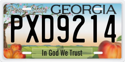 GA license plate PXD9214