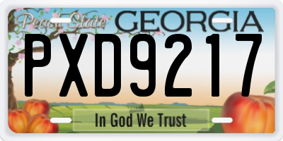 GA license plate PXD9217