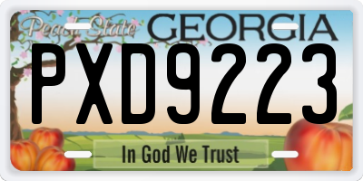 GA license plate PXD9223