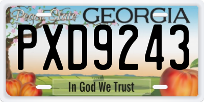 GA license plate PXD9243
