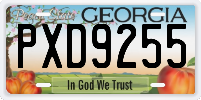 GA license plate PXD9255