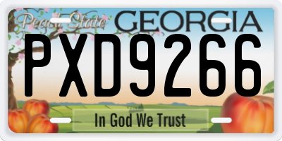 GA license plate PXD9266