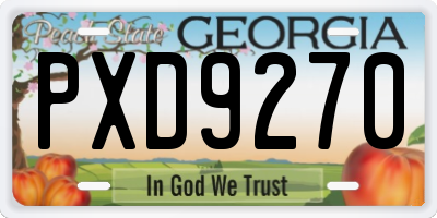 GA license plate PXD9270