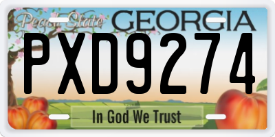 GA license plate PXD9274