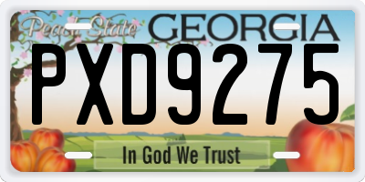 GA license plate PXD9275