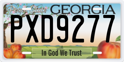 GA license plate PXD9277