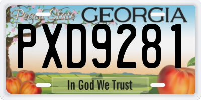 GA license plate PXD9281