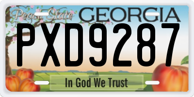 GA license plate PXD9287