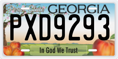 GA license plate PXD9293