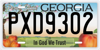 GA license plate PXD9302