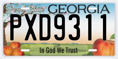GA license plate PXD9311
