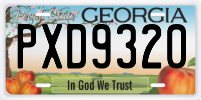 GA license plate PXD9320