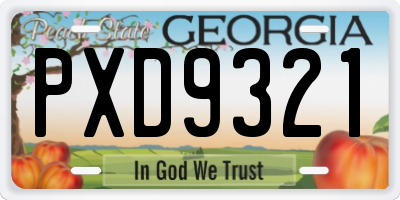 GA license plate PXD9321