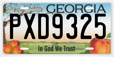 GA license plate PXD9325