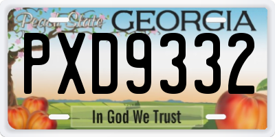GA license plate PXD9332