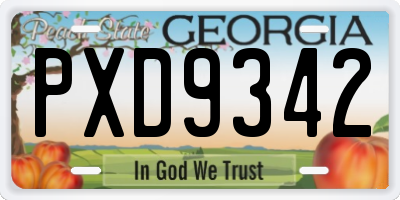 GA license plate PXD9342