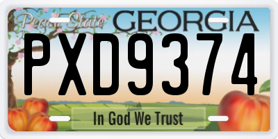 GA license plate PXD9374